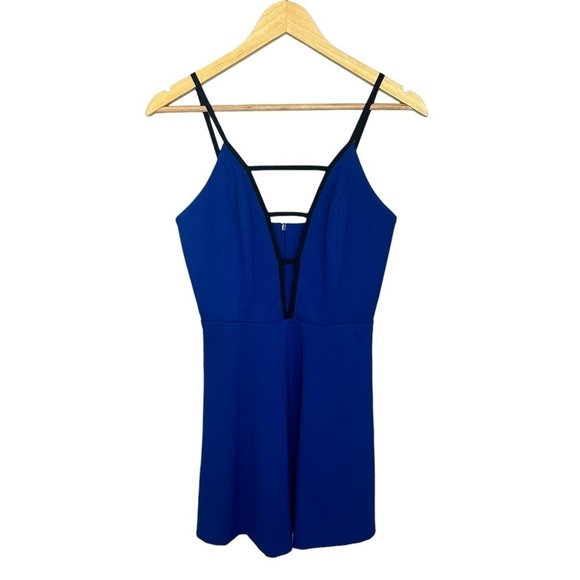 Amanda Uprichard Blue Mini Dress Plunging Neckline S - Picture 2 of 6